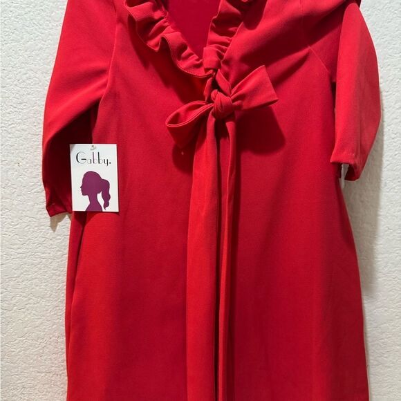 New Gabby Girls back neck tie red  Dress size 7 - Picture 4 of 6